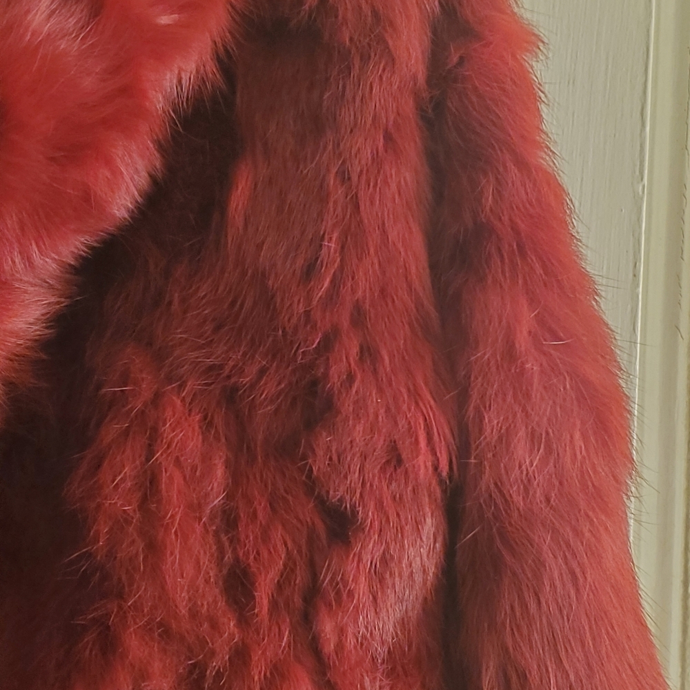Ashley Stewart Red Teddy Jacket with Plush Faux Fur and hood - Picture 10 of 14